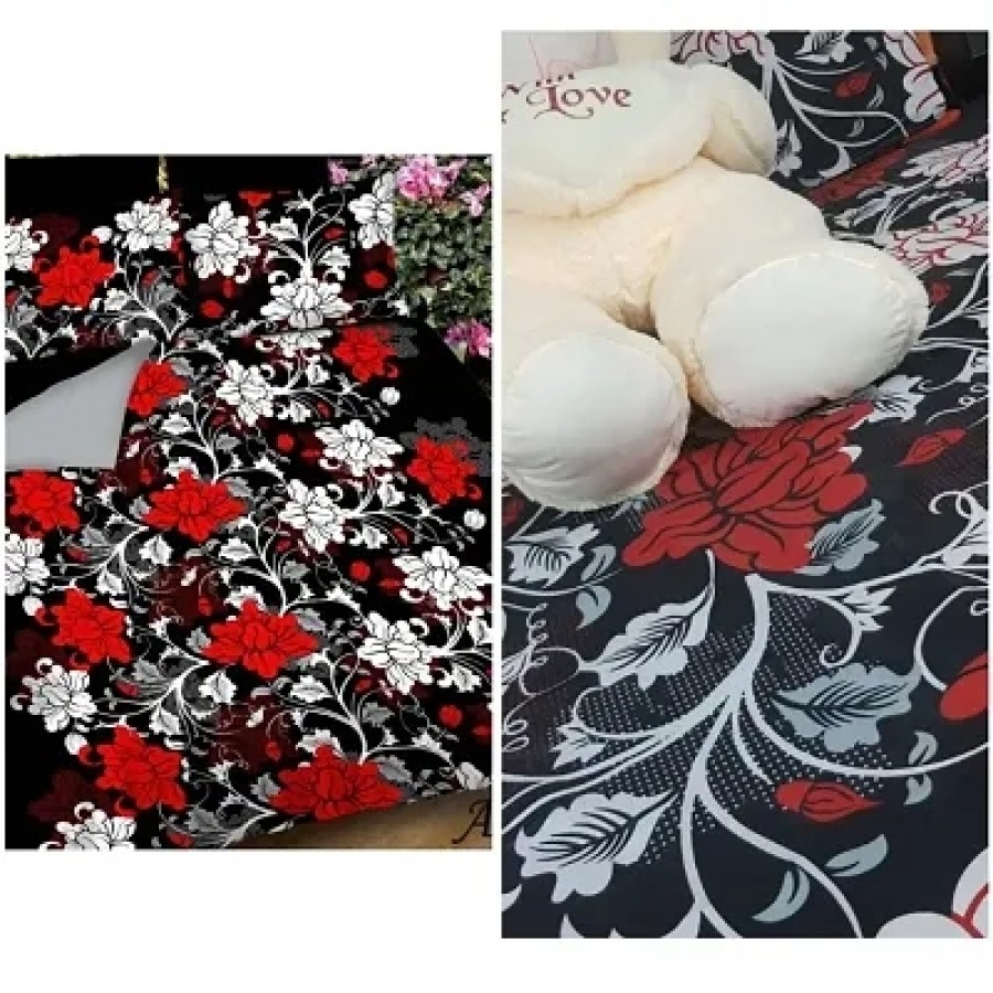 3 D Printed Microfiber Double Bedsheet With 2 Pillow covers