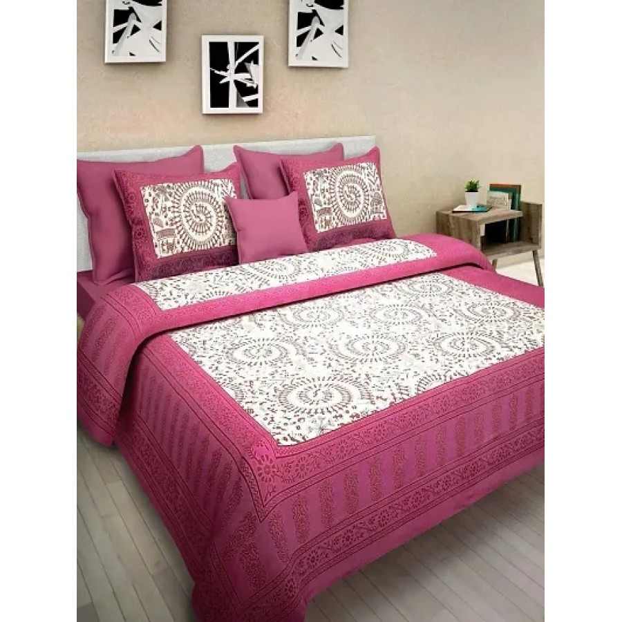 Beautiful Cotton Printed Bedsheet With Two Pillow Covers