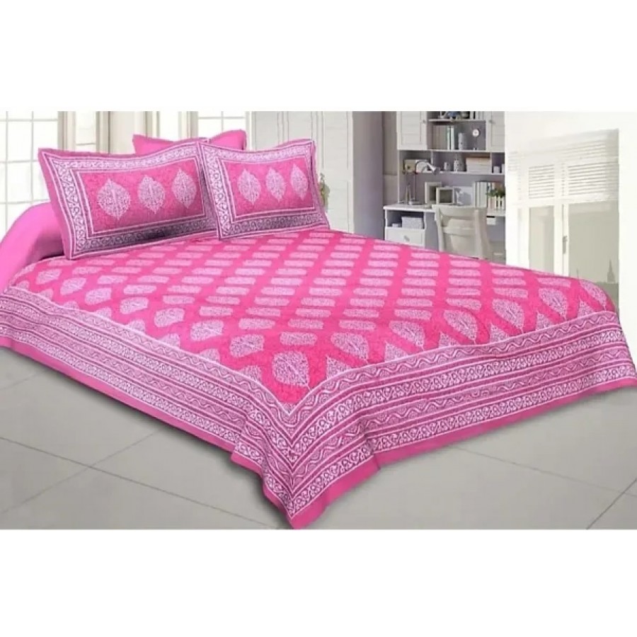 Beautiful Cotton Printed Bedsheet With Two Pillow Covers