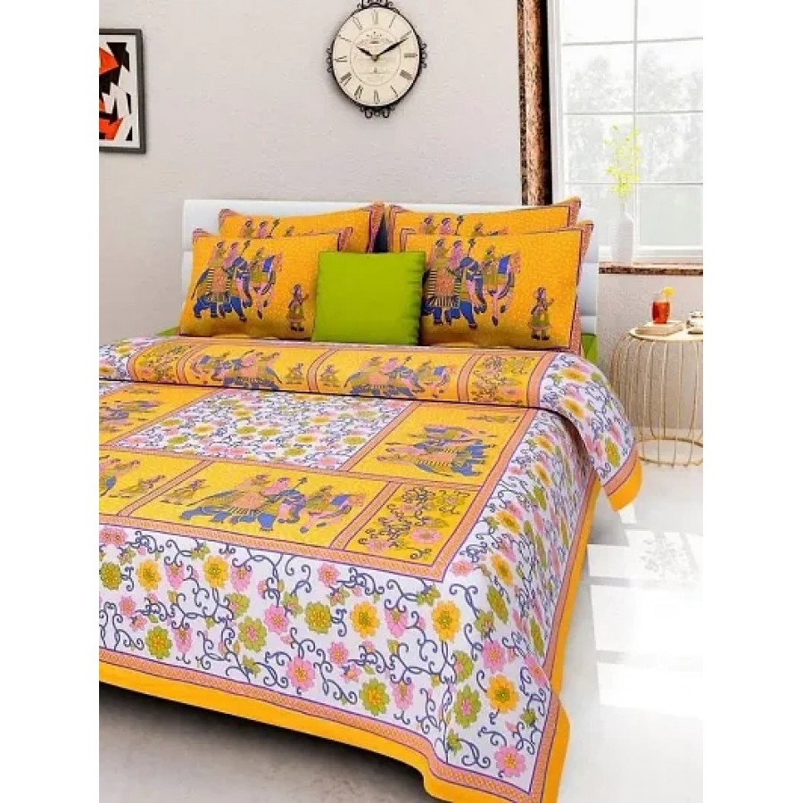 Beautiful Cotton Printed Bedsheet With Two Pillow Covers