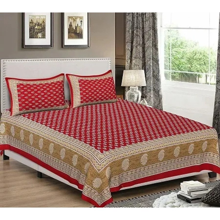 Beautiful Cotton Printed Bedsheet With Two Pillow Covers