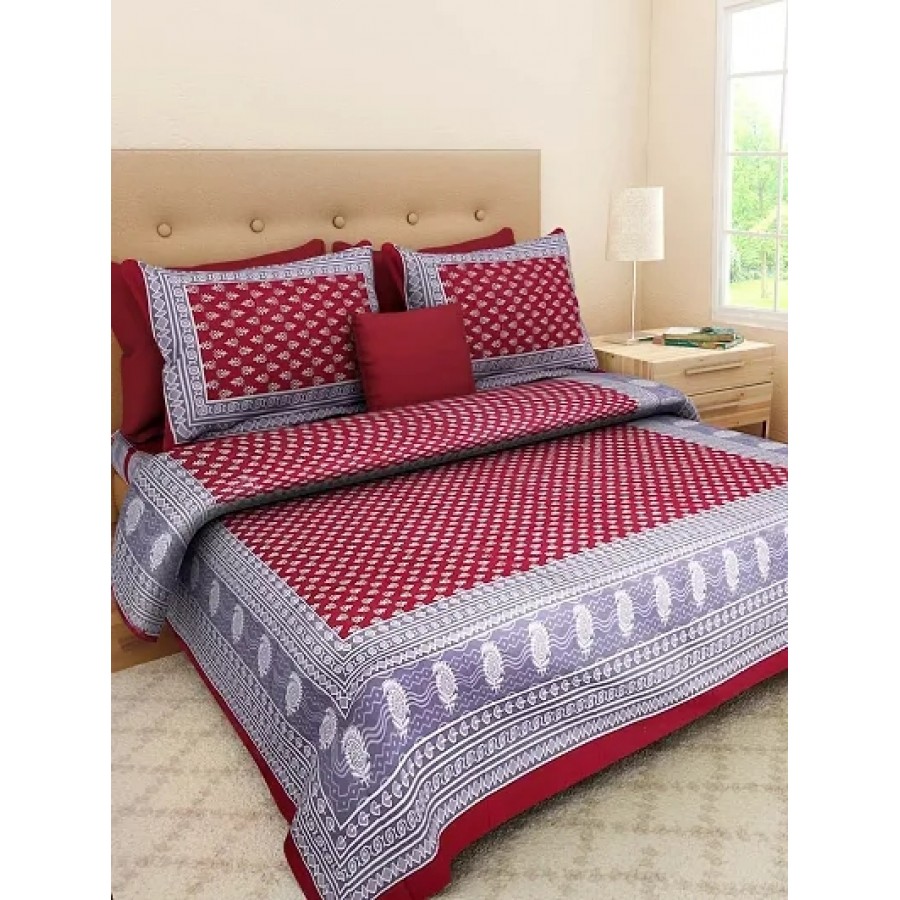 Beautiful Cotton Printed Bedsheet With Two Pillow Covers