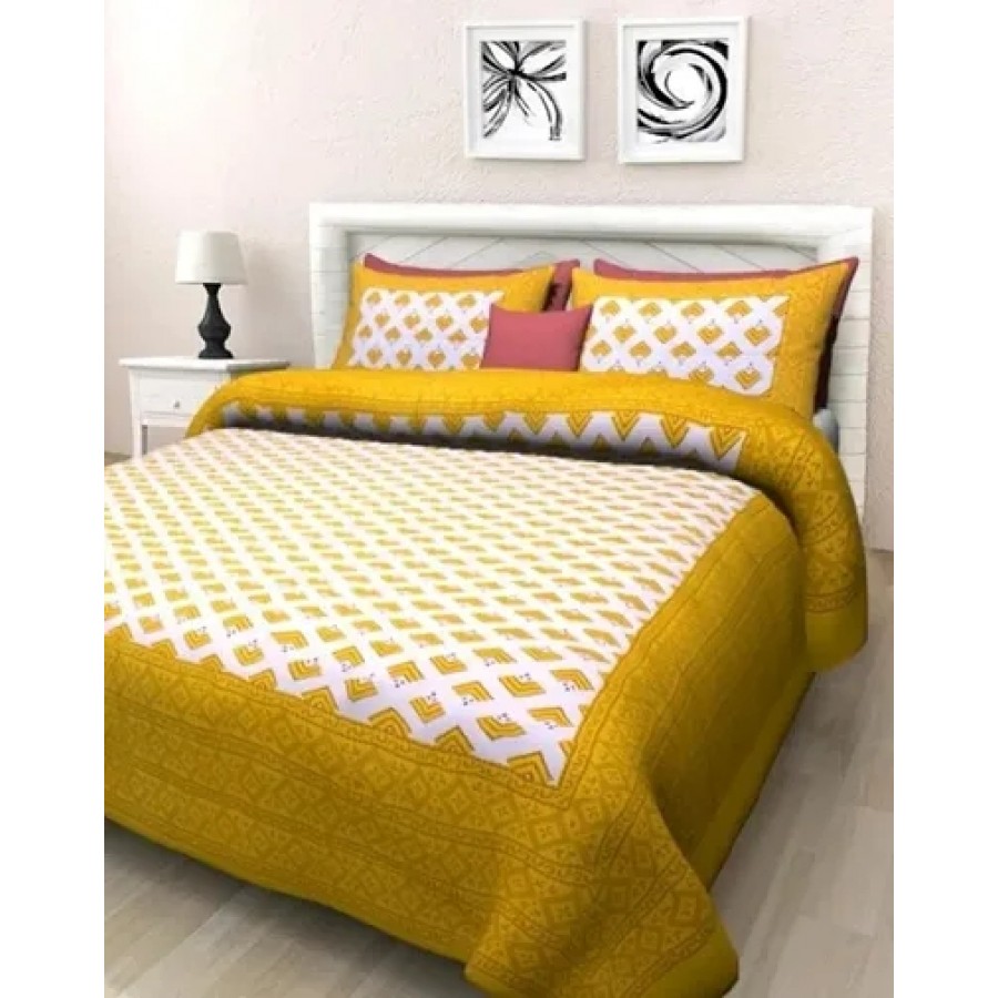 Beautiful Cotton Printed Bedsheet With Two Pillow Covers