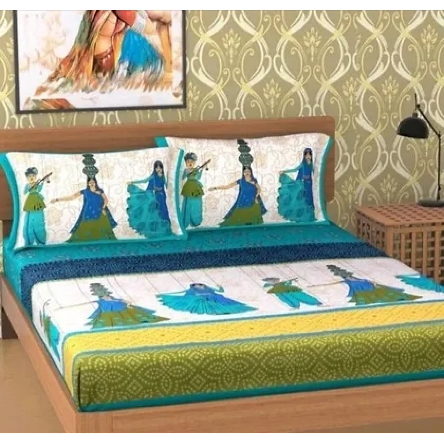 Beautiful Cotton Printed Bedsheet With Two Pillow Covers