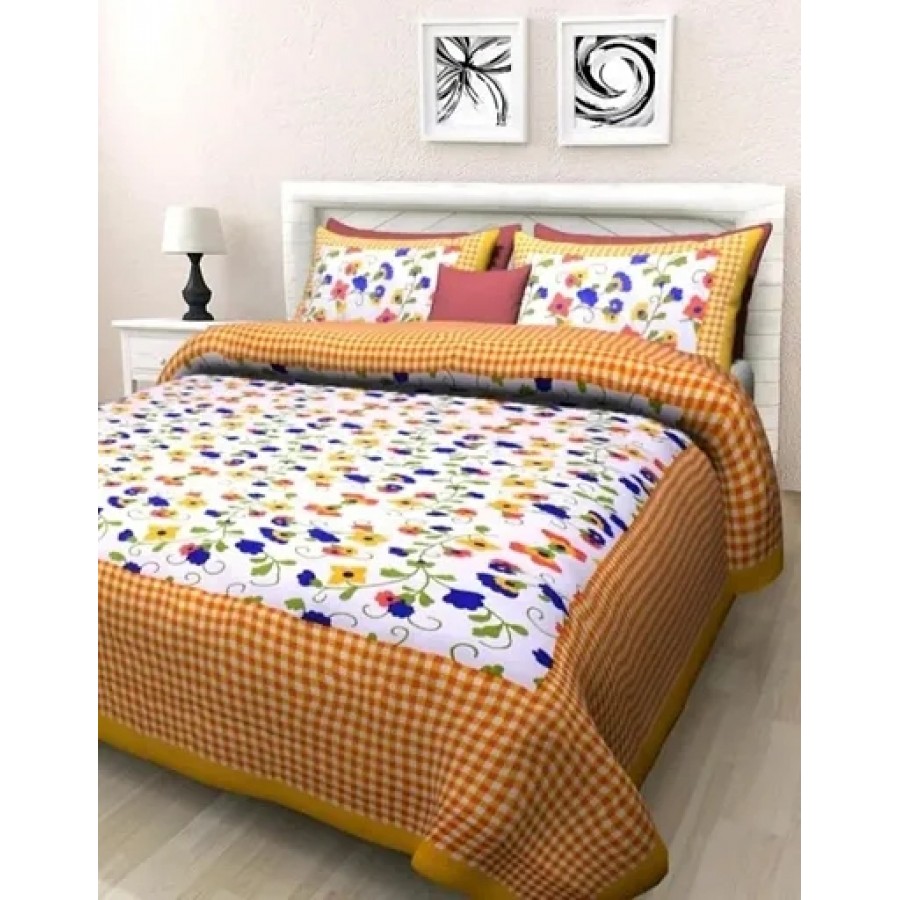 Beautiful Cotton Printed Bedsheet With Two Pillow Covers