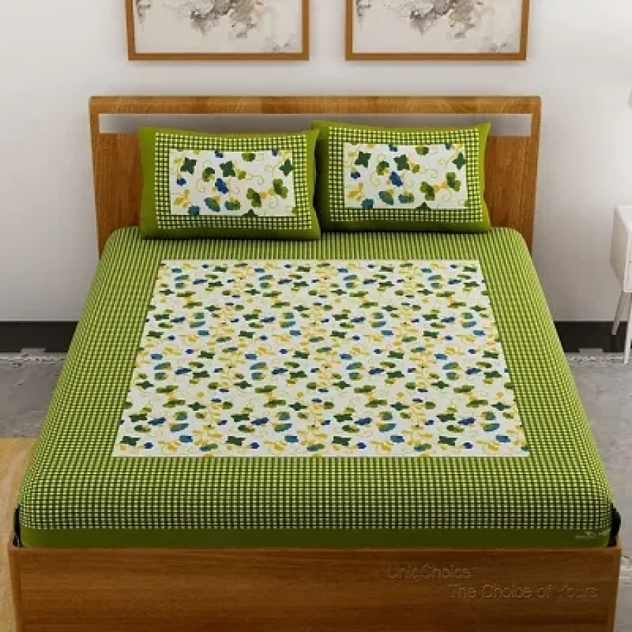 Beautiful Cotton Printed  Double Bedsheet With Two Pillow Covers