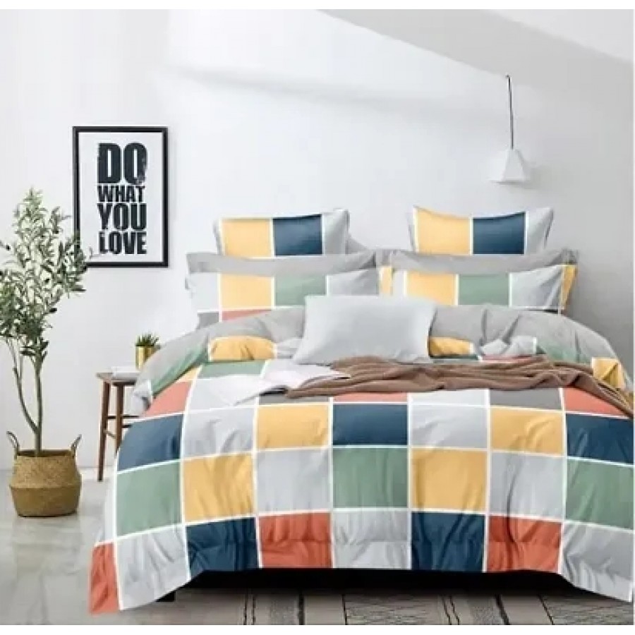 Beautiful Glace Cotton Bedsheet with 2 Pillowcover