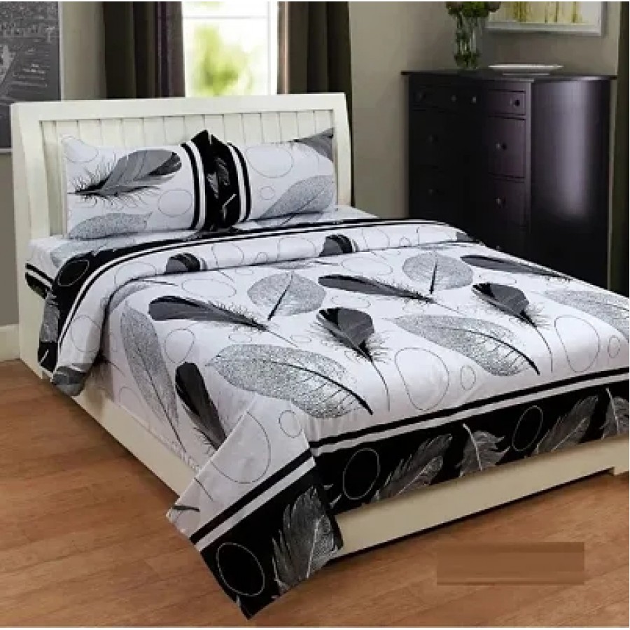 Beautiful Polycotton 3D Printed Bedsheet With 2 Pillow Cover