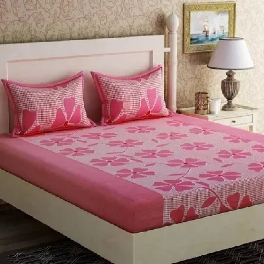 Beautiful Polycotton Floral Printed Bedsheet With 2 Pillow Cover