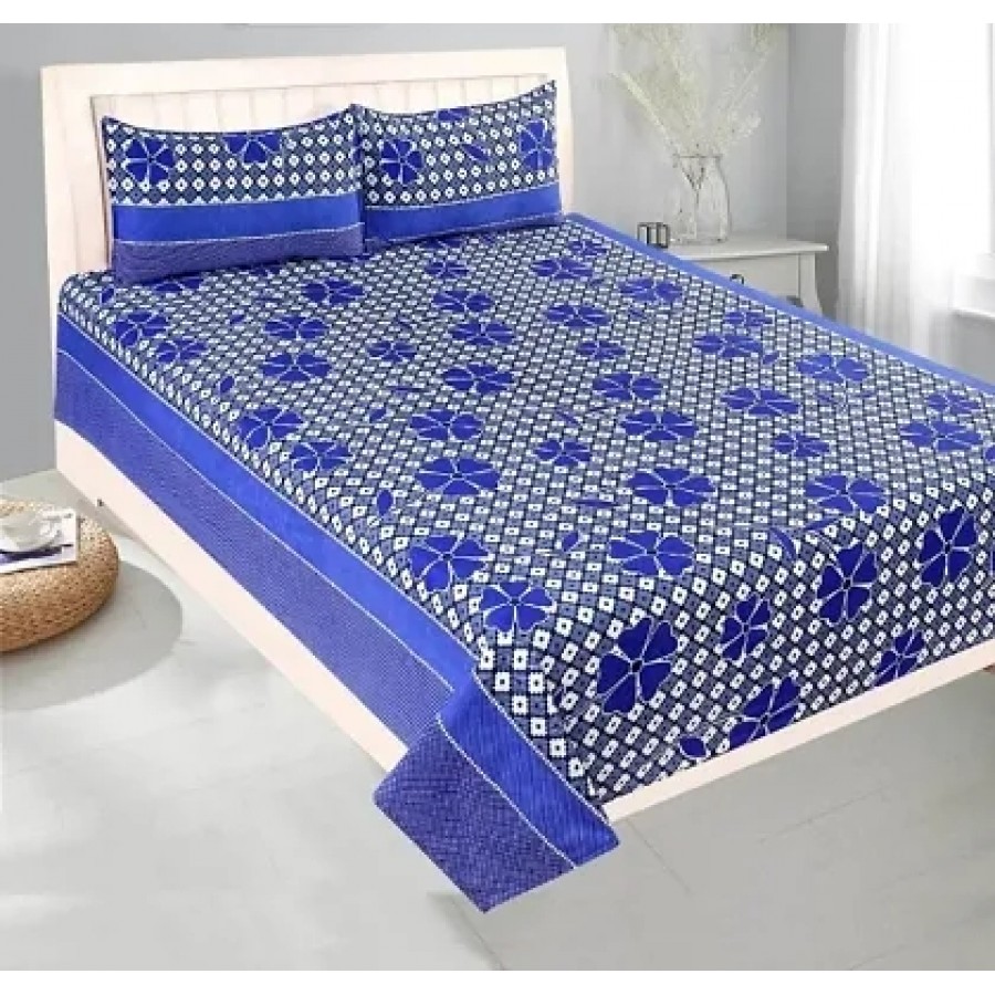 Classic Polycotton Printed Bedsheet with Pillow Covers