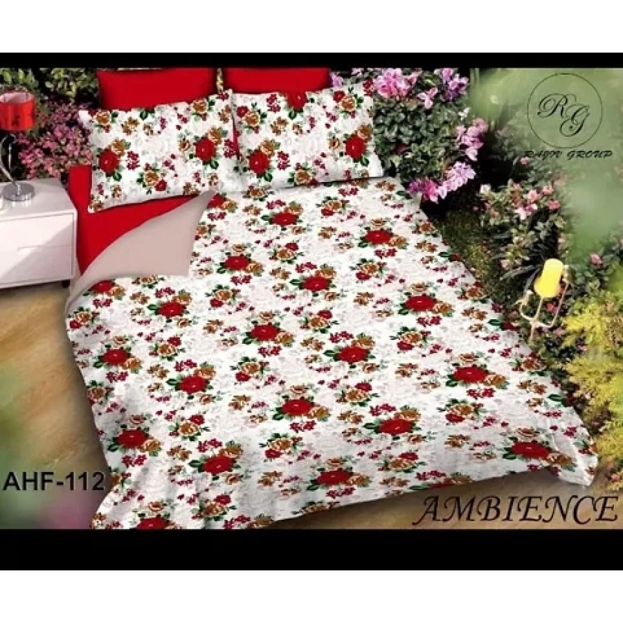 Classic Polycotton Printed Double Bedsheet With Pillow Covers