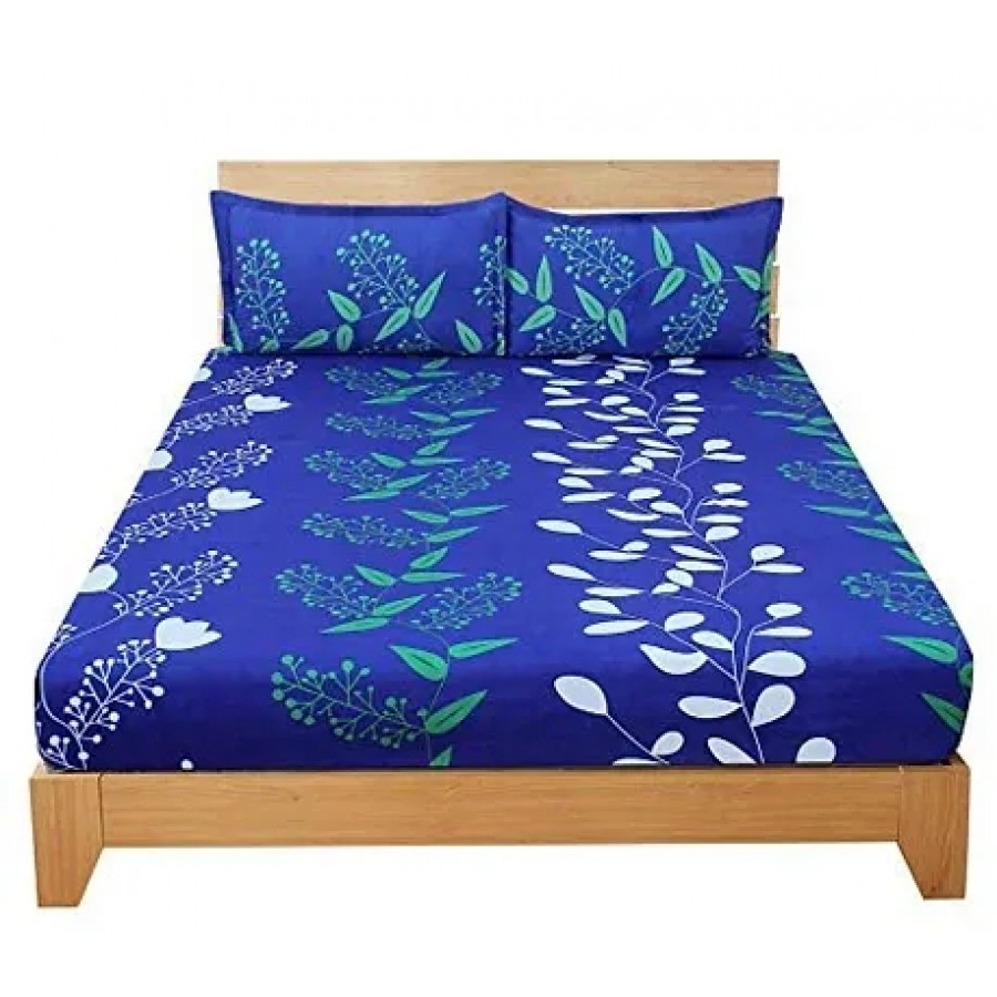 Classic Polycotton Printed Double Bedsheet With Pillow Covers