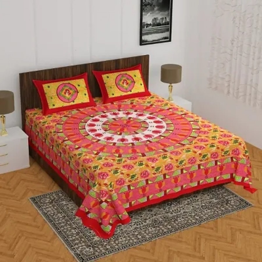 Classy Cotton Double Bedsheet With 2 Pillow Cover