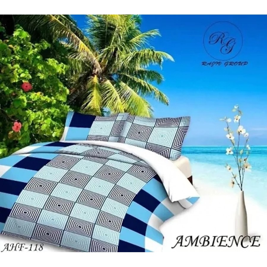 Comfortable Blue  Polycotton Bedsheet with 2 Pillow Covers