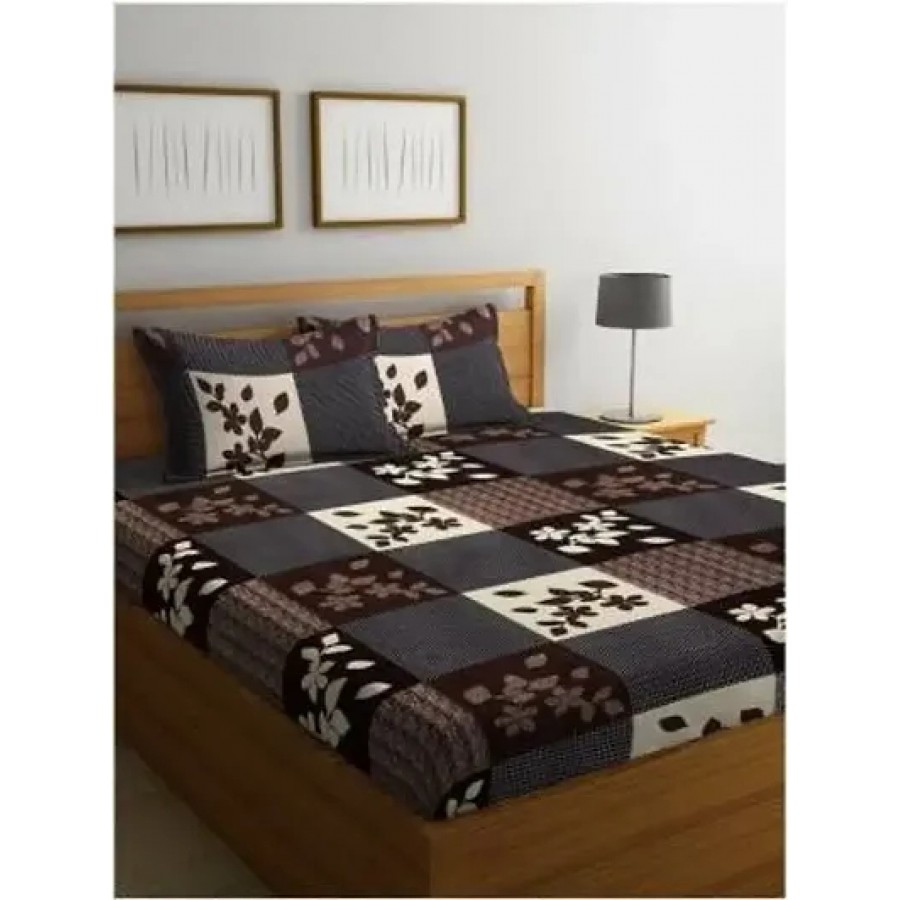 Comfortable Brown  Polycotton Bedsheet with 2 Pillow Covers