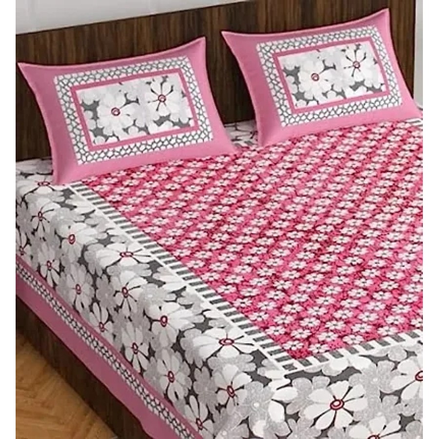 Comfortable Cotton Printed Double Bedsheet with Pillow Covers