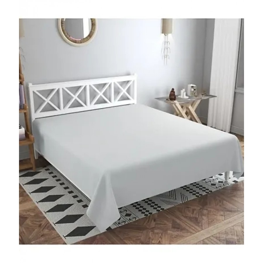 Comfortable Grey Cotton Blend Solid Double Bedsheet Only