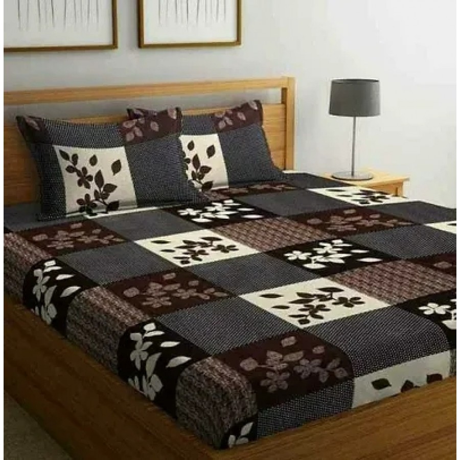 Comfortable Microfiber Abstract Double Bedsheet with Two Pillow Covers