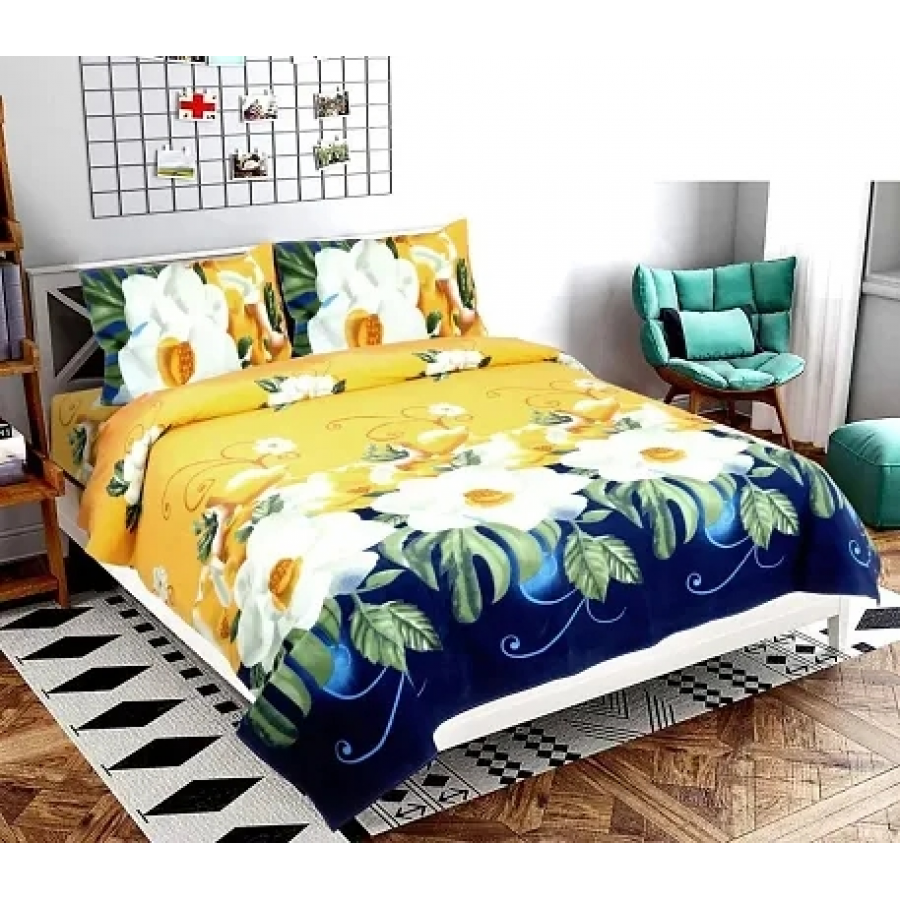 Comfortable Microfiber Printed Flat Bedsheet with Pillow Covers