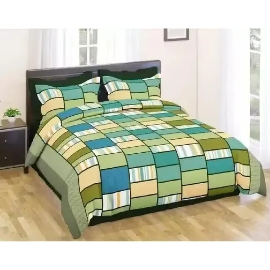 Comfortable Multicoloured  Polycotton Bedsheet with 2 Pillow Covers