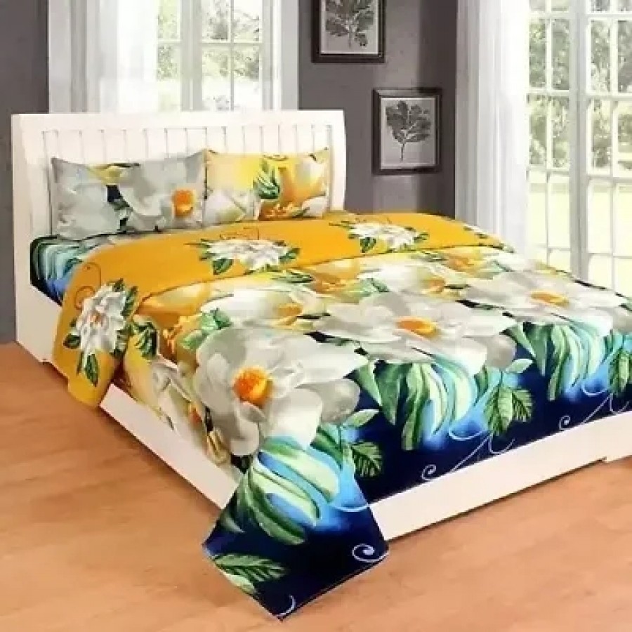 Comfortable Multicoloured  Polycotton Bedsheet with 2 Pillow Covers