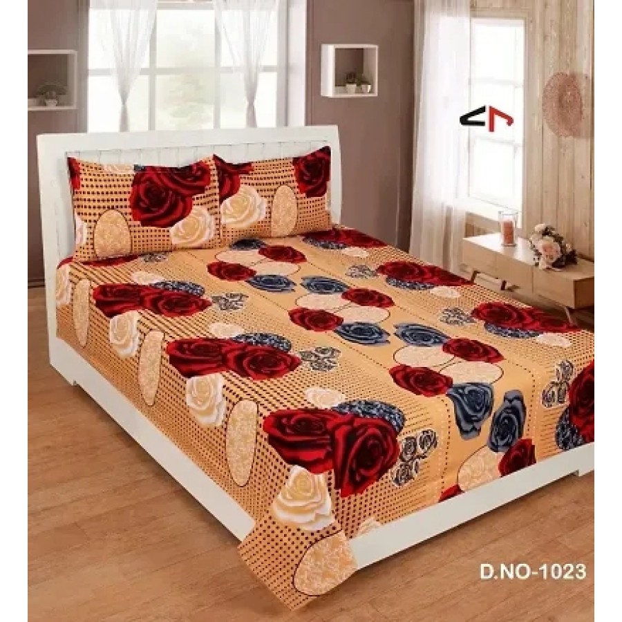 Comfortable Multicoloured  Polycotton Bedsheet with 2 Pillow Covers