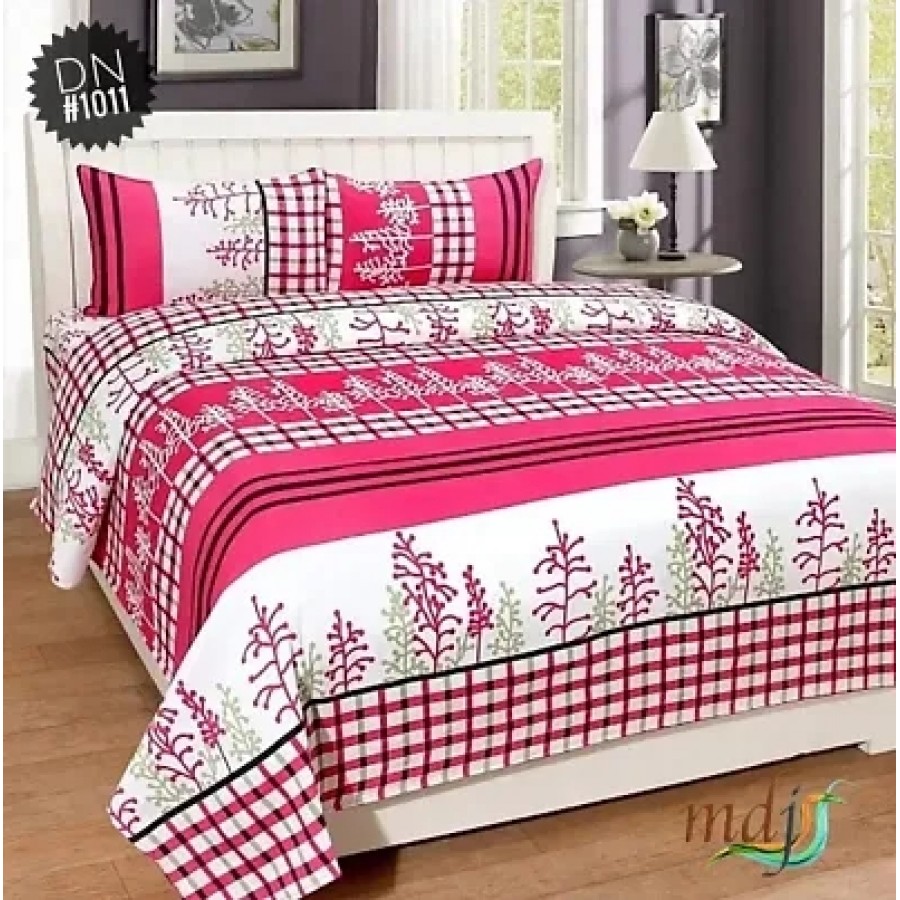 Comfortable Multicoloured  Polycotton Bedsheet with 2 Pillow Covers