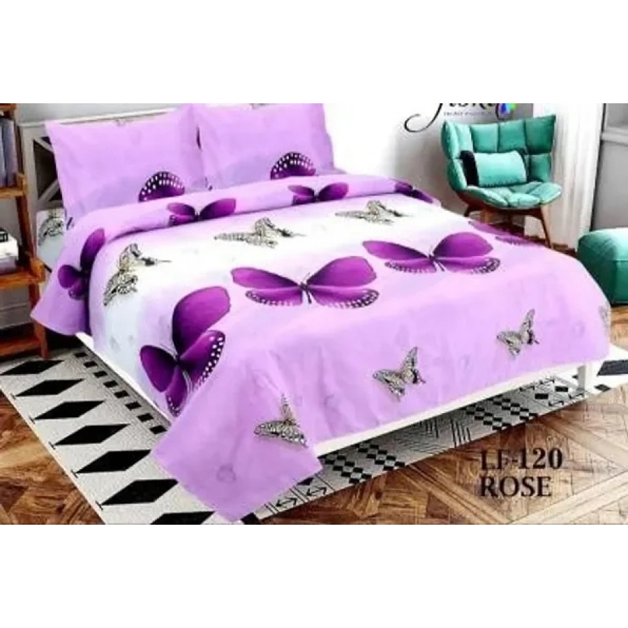 Comfortable Multicoloured  Polycotton Bedsheet with 2 Pillow Covers