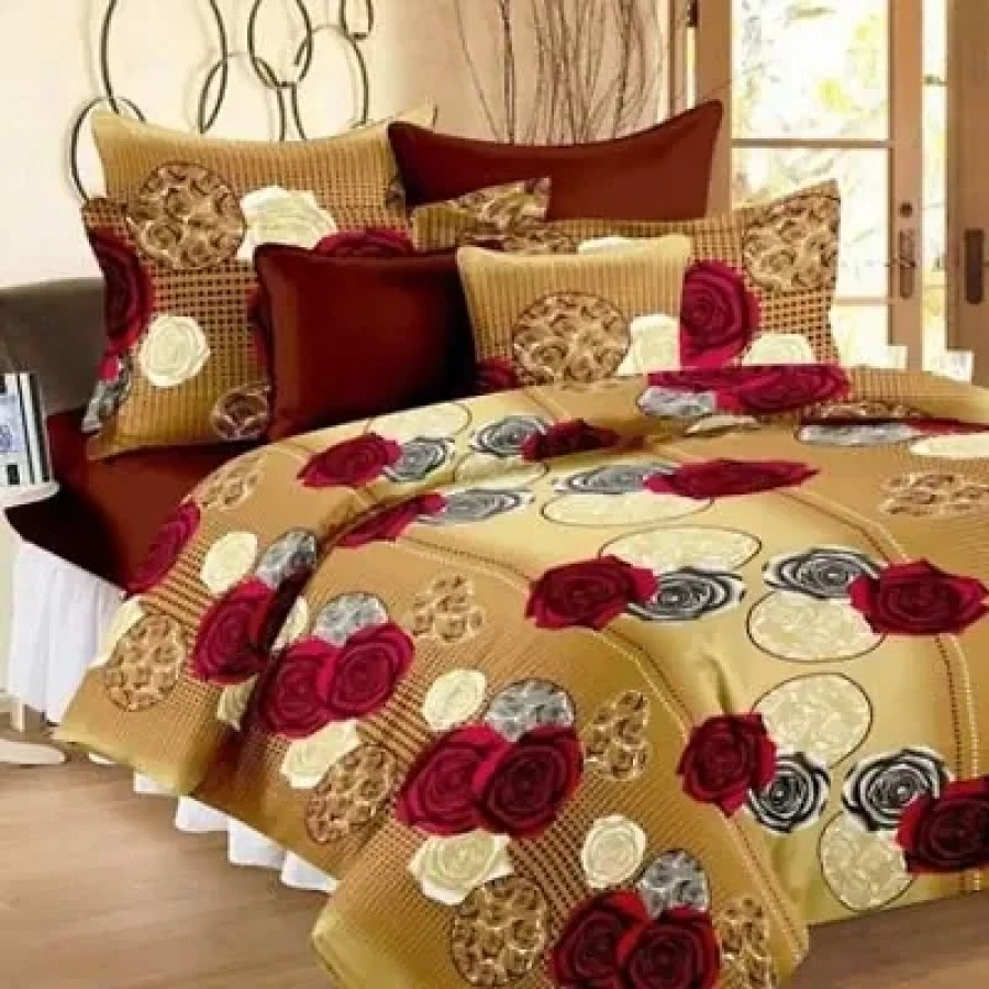 Comfortable Multicoloured  Polycotton Bedsheet with 2 Pillow Covers