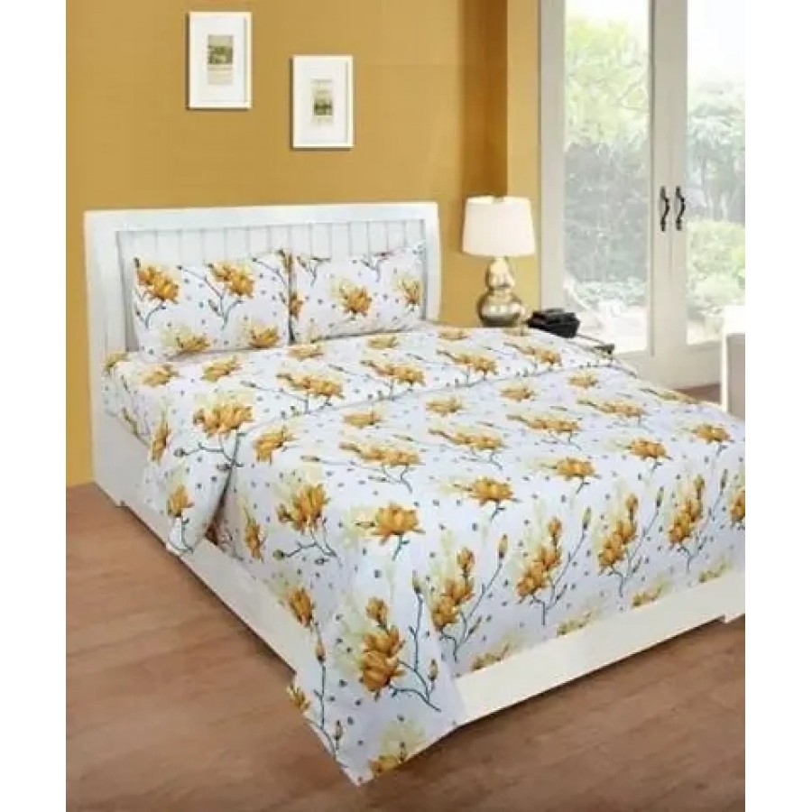 Comfortable Multicoloured  Polycotton Bedsheet with 2 Pillow Covers