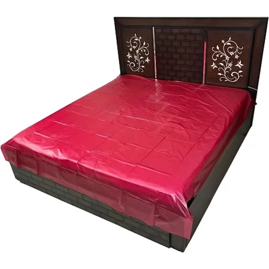 Comfortable PVC Solid Fitted  Flat Maroon Bedcover