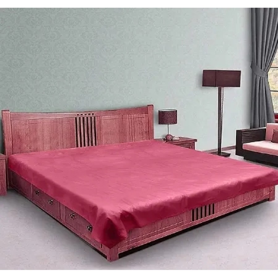 Comfortable PVC Solid Fitted  Flat Maroon Bedcover