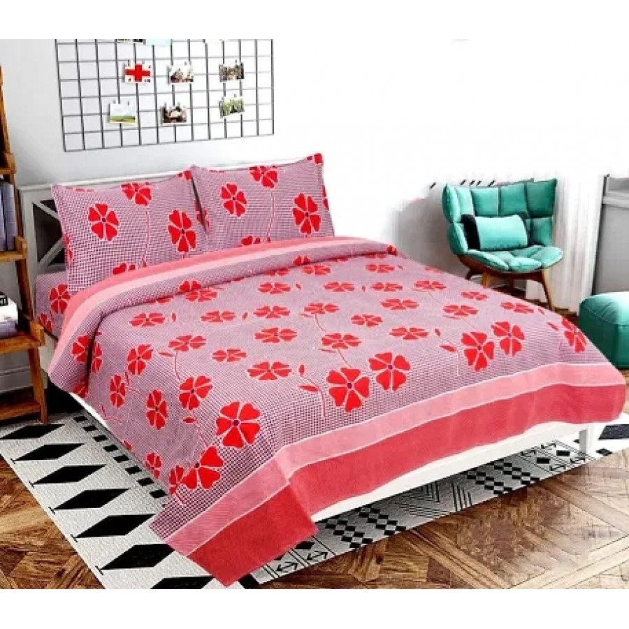 Comfortable Polycotton Printed Double Bedsheet with Pillow Covers