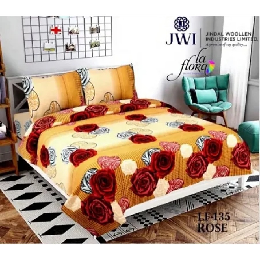 Comfortable Polycotton Printed Double Bedsheet with Pillow Covers