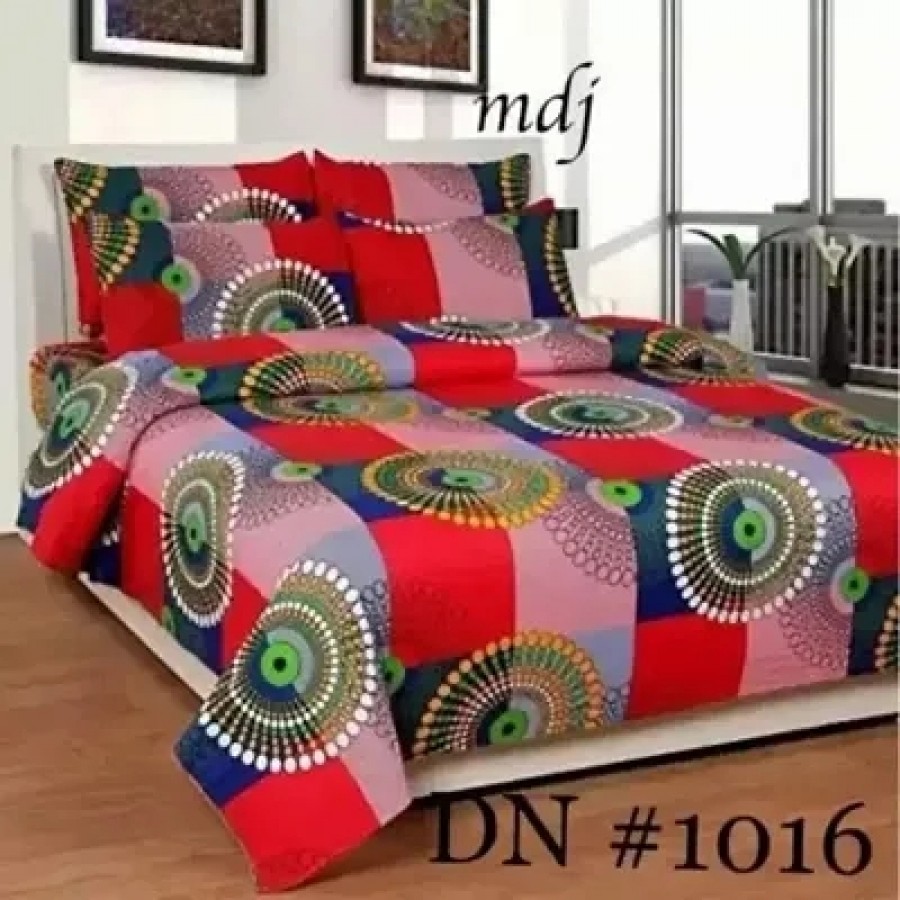 Comfortable Red  Polycotton Bedsheet with 2 Pillow Covers