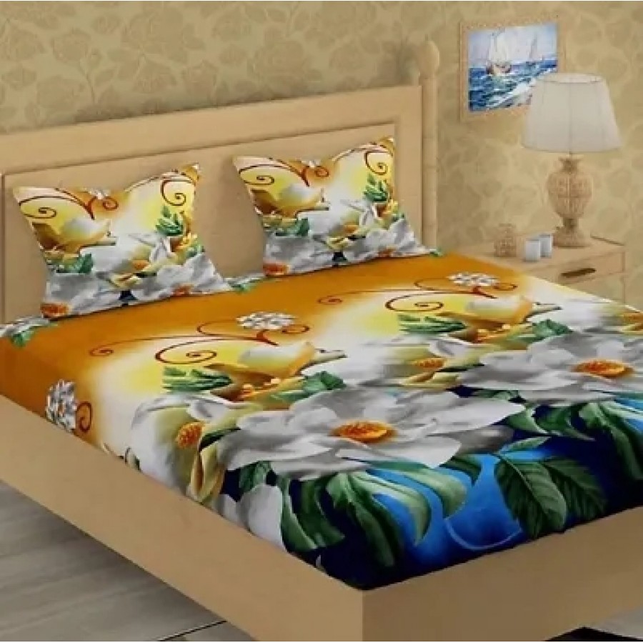 Comfortable Trendy Microfiber Abstract Double Bedsheet With Two Pillow Covers