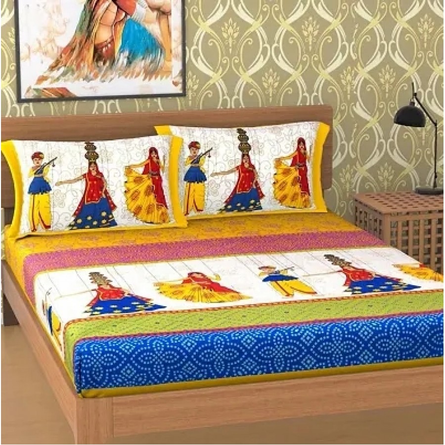 Cotton Bedsheet With 2 Pillow Cover