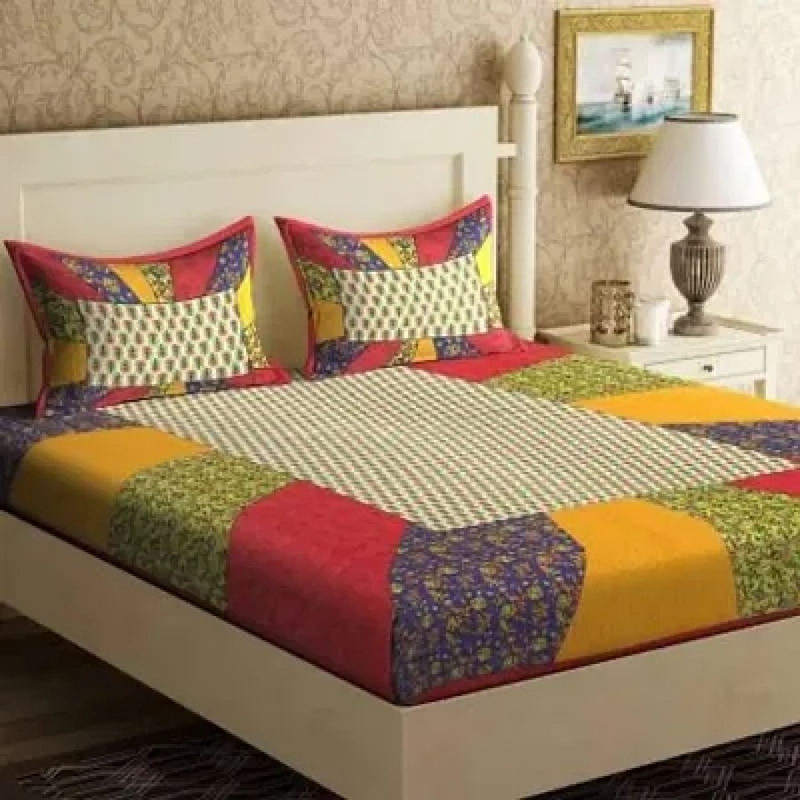 Cotton Jaipuri Printed Bedsheet With 2 Pillow Cover