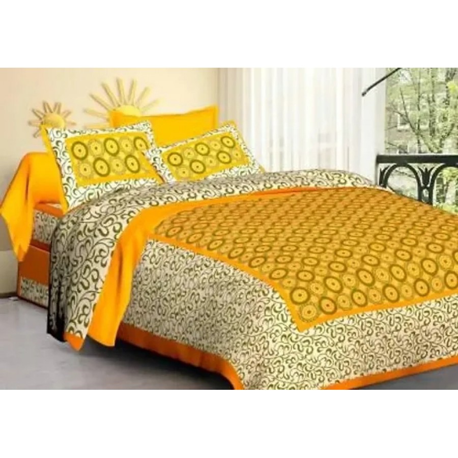 Cotton Jaipuri Printed Bedsheet With 2 Pillow Cover