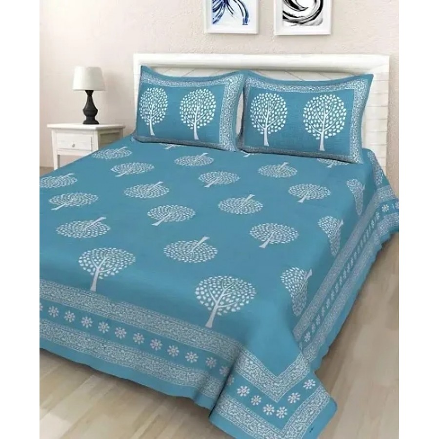 Cotton Jaipuri Printed Bedsheet With 2 Pillow Cover