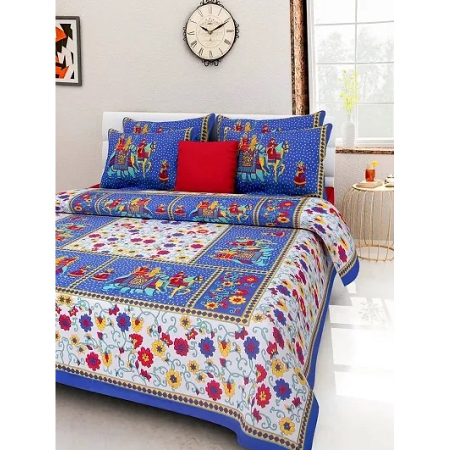 Cotton Printed Bedsheet With Two Pillow Covers