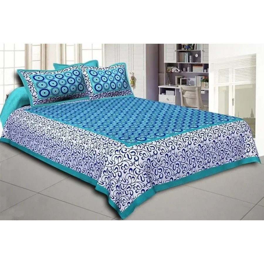 Cotton Printed Bedsheet With Two Pillow Covers