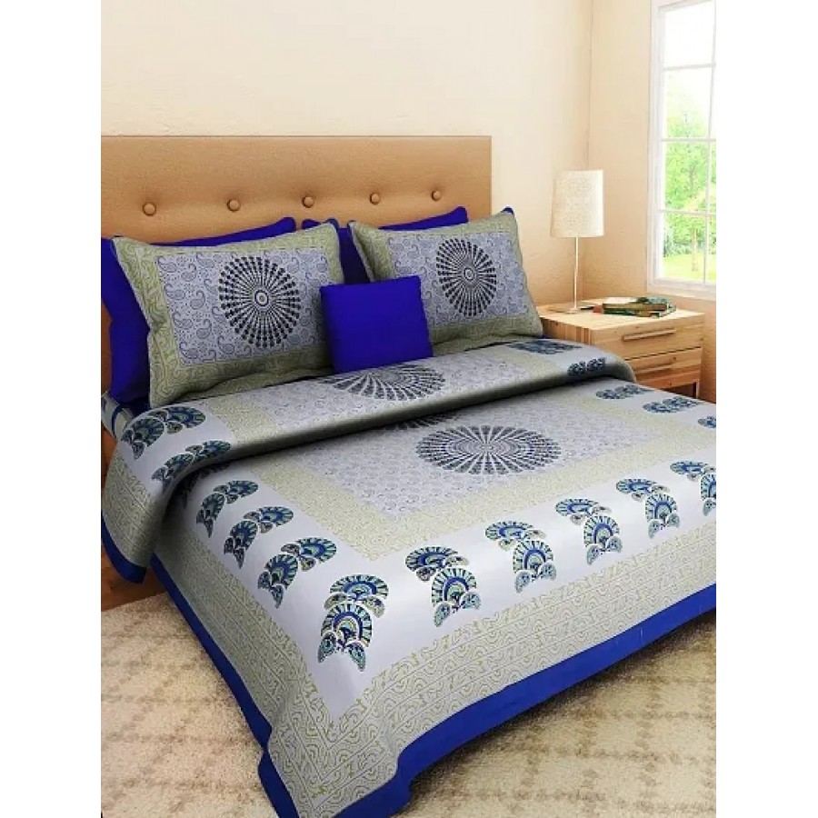 Cotton Printed Double Bedsheet With Pillow Covers