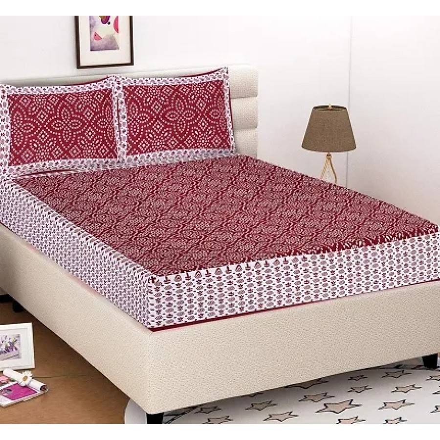 Cotton Printed Double Bedsheet with Pillow Covers