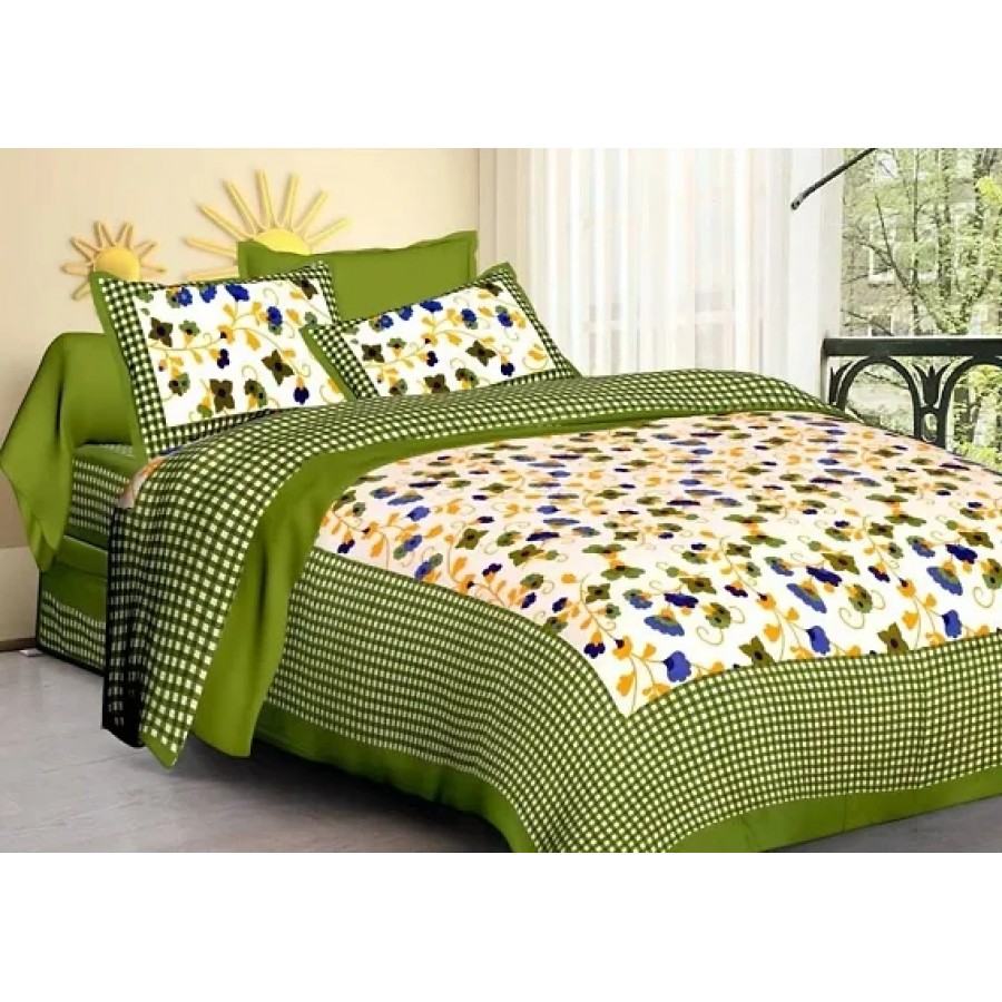 Cotton Printed Double Bedsheet with Pillow Covers