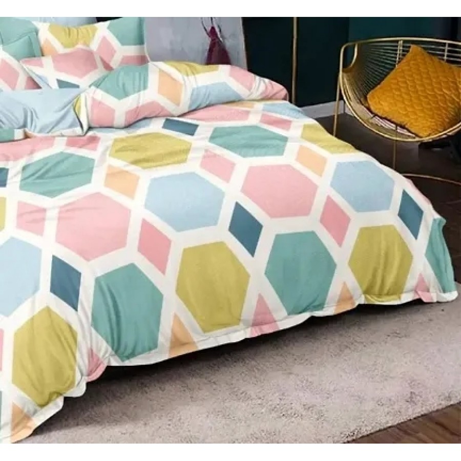 Designer Glace Cotton Bedsheet with 2 Pillow Cover