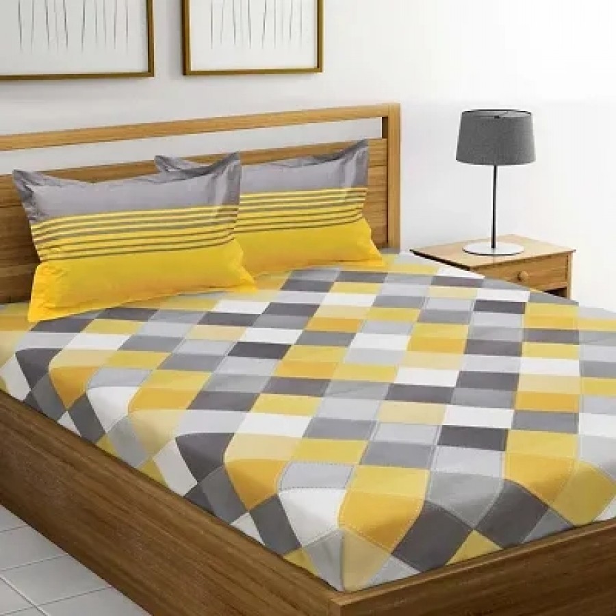 Elegant  Cotton Printed Double Bedsheet With Pillow Covers