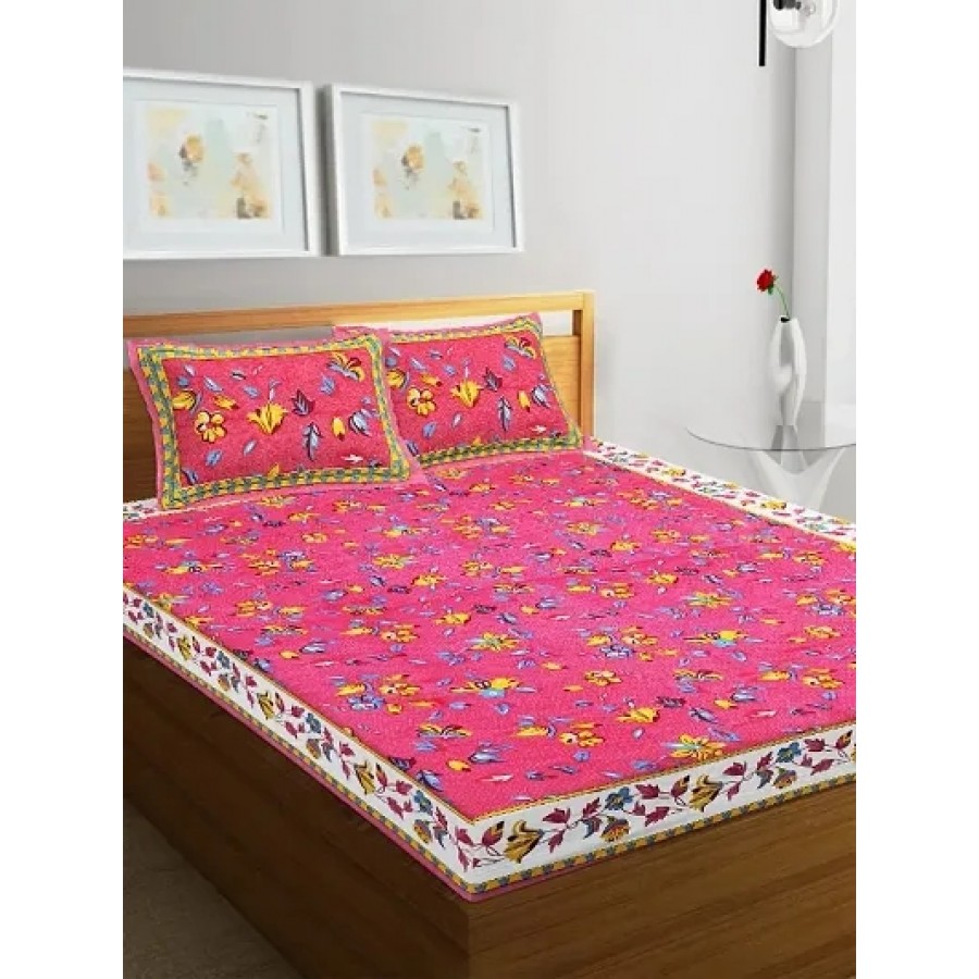 Fancy Cotton Double Printed Bedsheet With 2 Pillow Covers