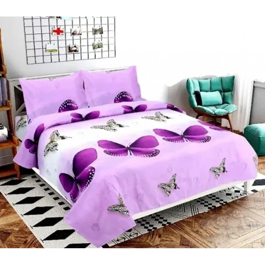 Fancy Microfiber Printed Bedsheet with 2 Pillow Covers