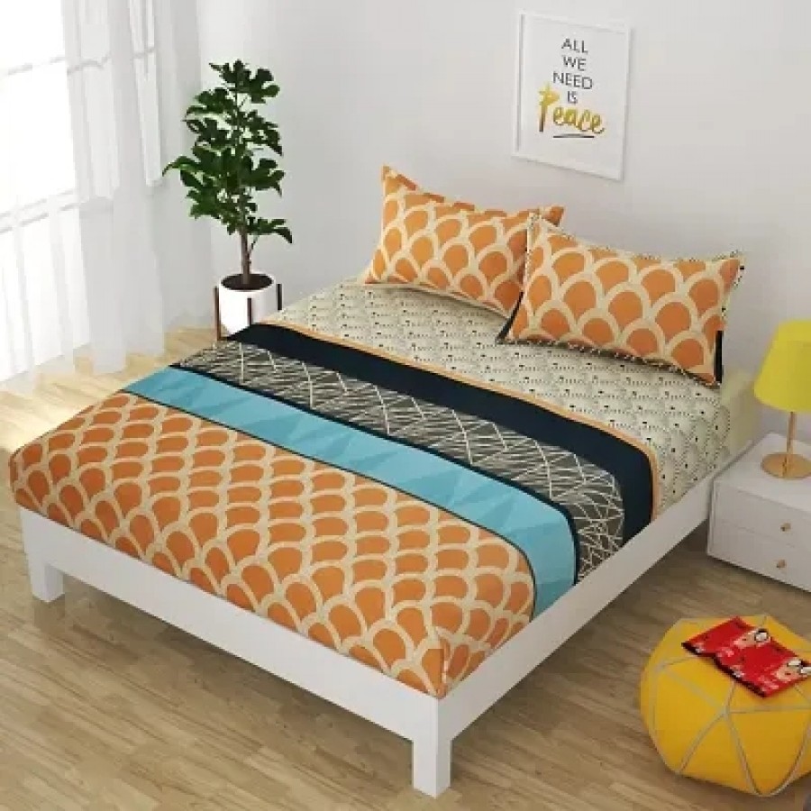 Glace Cotton Bedsheet with 2 Pillowcover